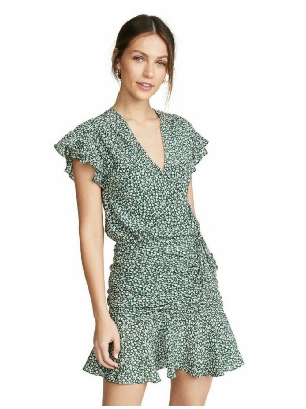 Veronica Beard Marla 100% silk dress green and white floral size 2